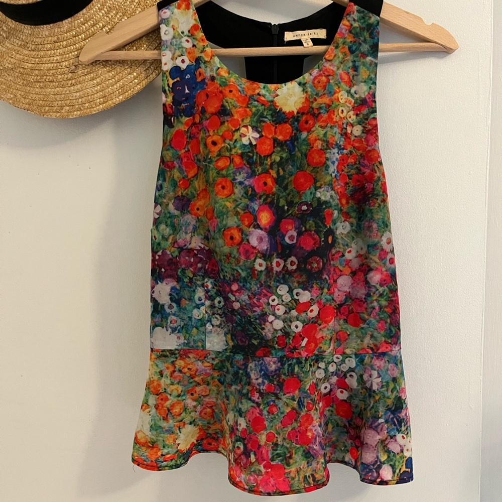 Watercolour floral sleeveless top (fun back)